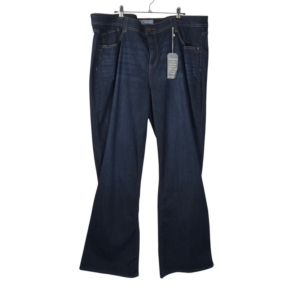 NEW Wit & Wisdom Womens Absolution Itty Bitty Bootcut Jeans Size 22W Dark Wash
